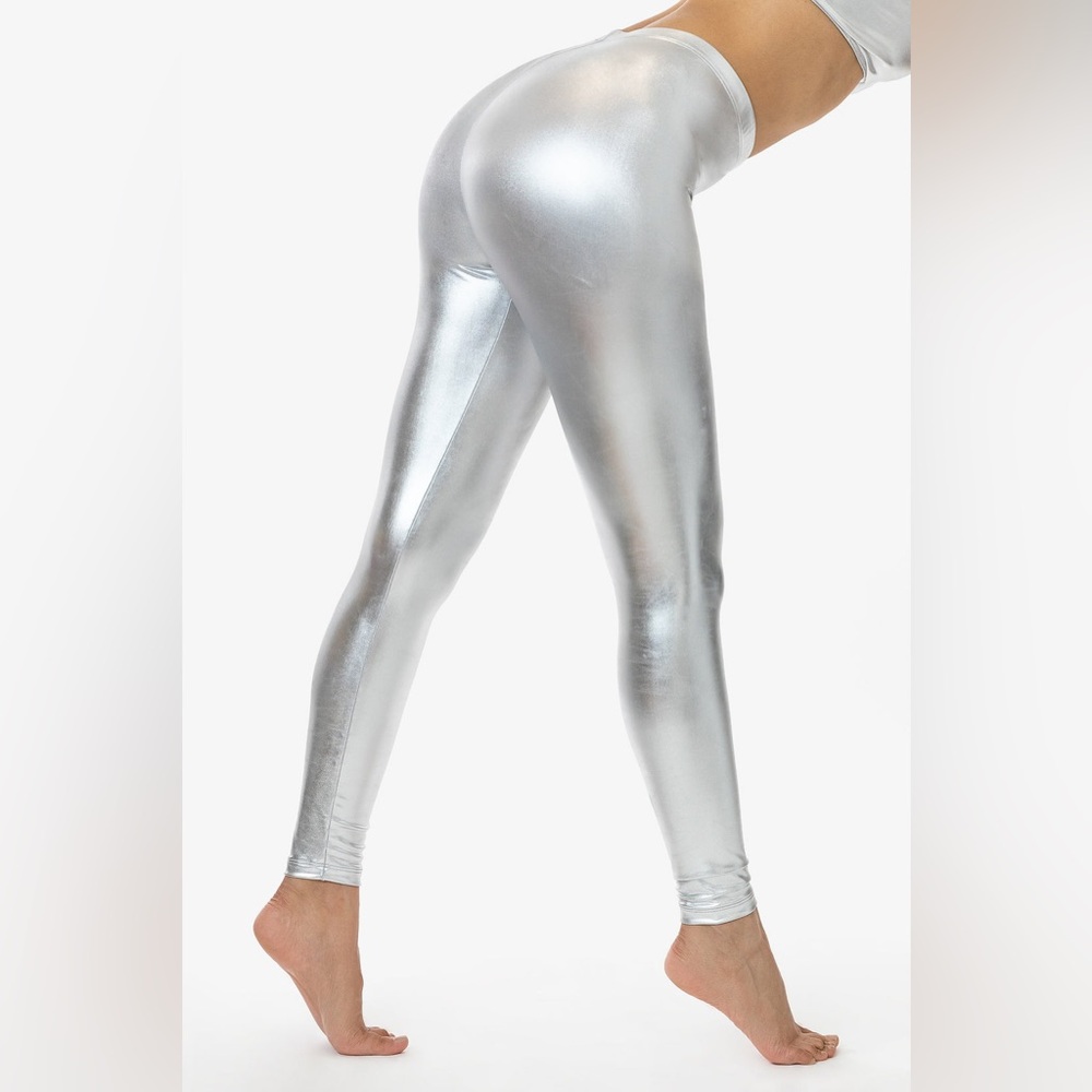 American Apparel Metallic Silver Leggings